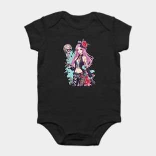 Dark Skull Emo Goth Girl Baby Bodysuit